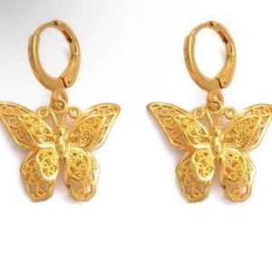Butterfly hoop earrings